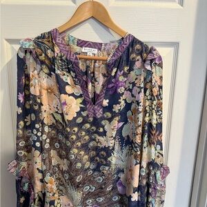 Current Air Peacock Floral Patterned Long Sleeve Top
